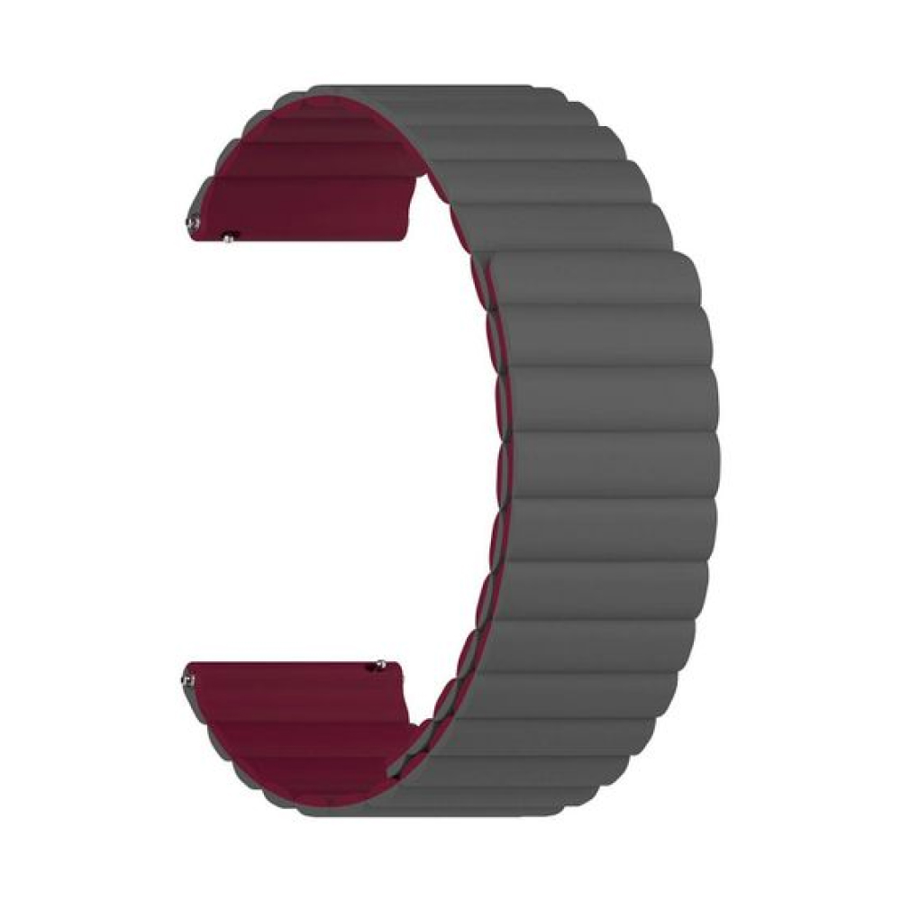 Ремешок силиконовый для часов Lyambda Acrux 22мм, серый/винный красный